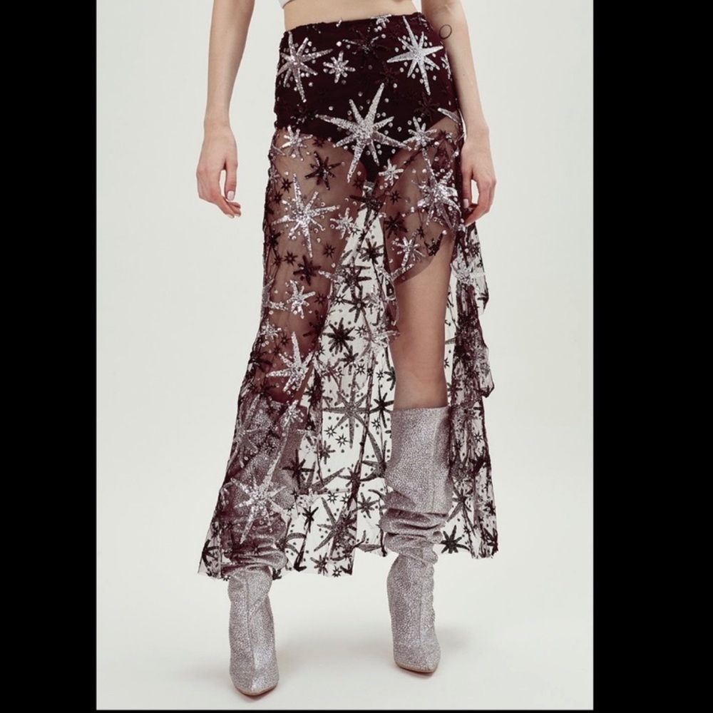 For Love and Lemons Stardust Asymmetrical skirt Medium